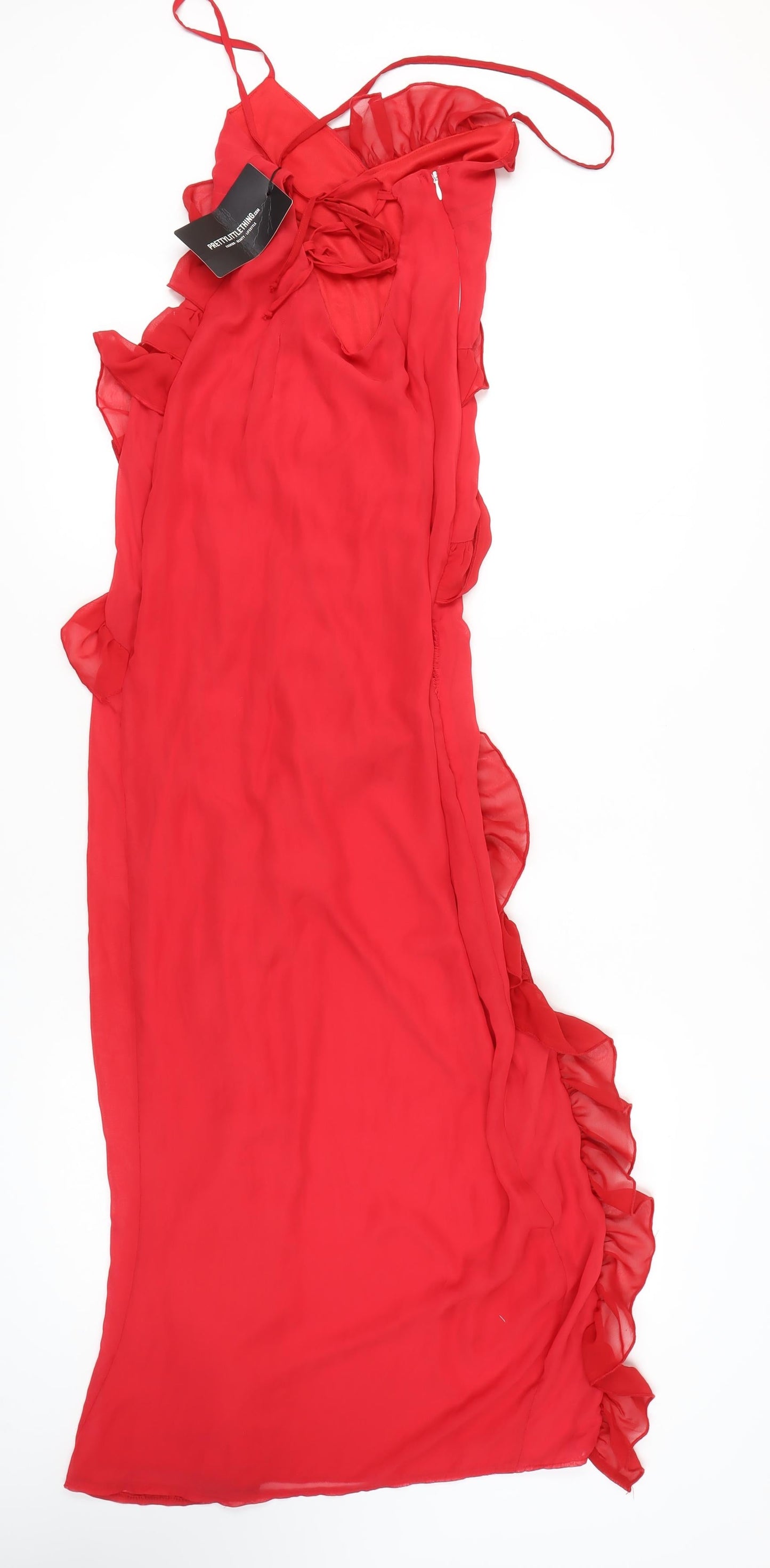 PrettyLittleThing Women Red Long Sleeveless Dress Size 4
