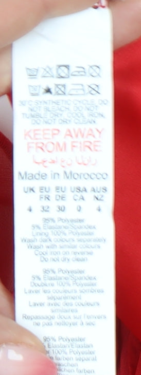 PrettyLittleThing Women Red Long Sleeveless Dress Size 4