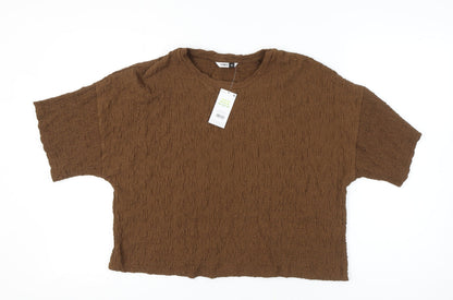 Womens UK Size M PEP&CO Brown Basic T-Shirt