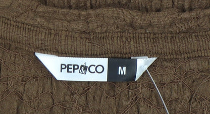 Womens UK Size M PEP&CO Brown Basic T-Shirt