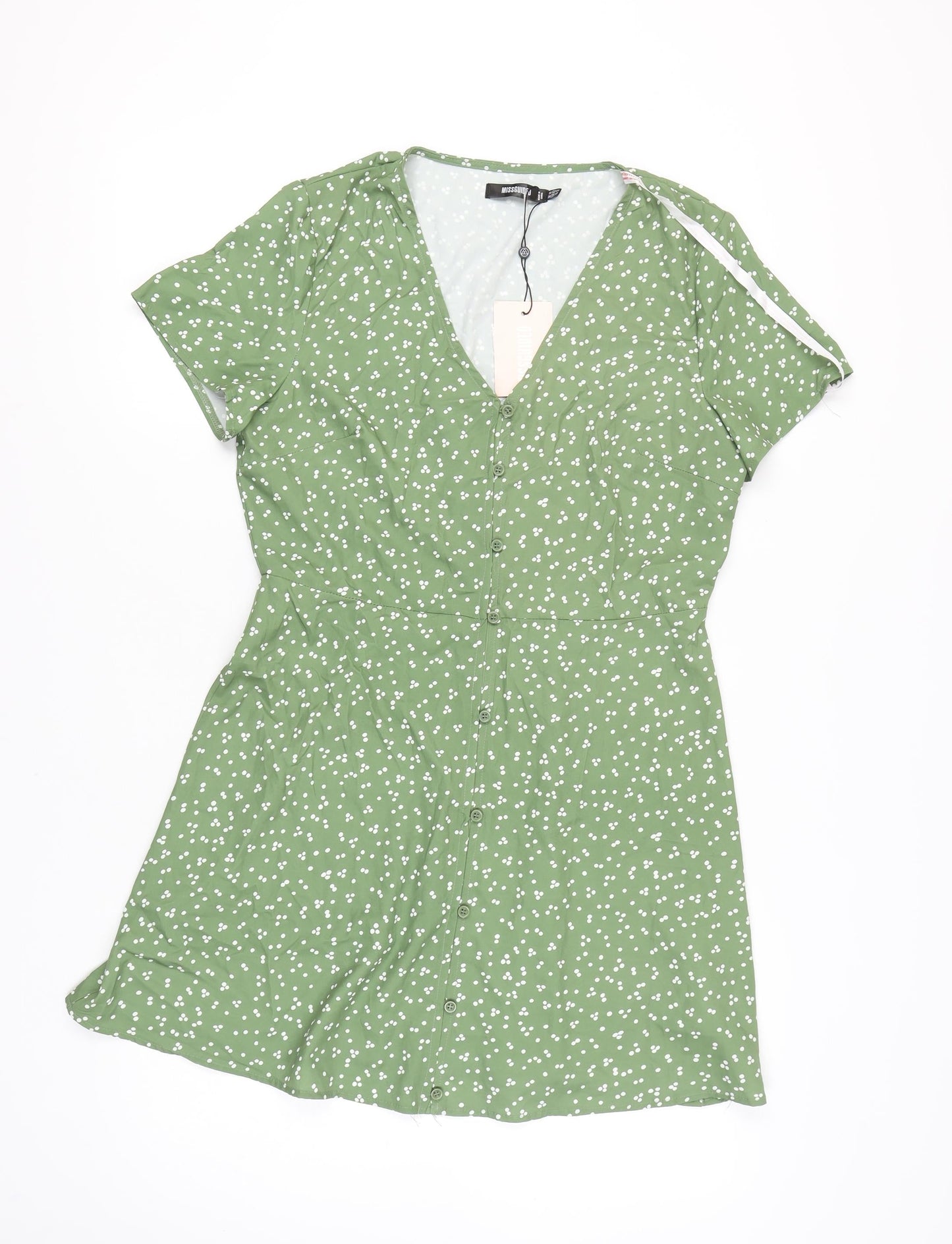 Missguided Women's Green Floral A-Line Dress Size 14