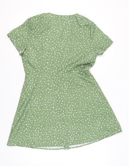 Missguided Women's Green Floral A-Line Dress Size 14