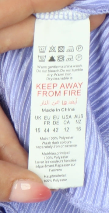 boohoo Women's Purple Collared Open Front Long Sleeve Top - Size 16