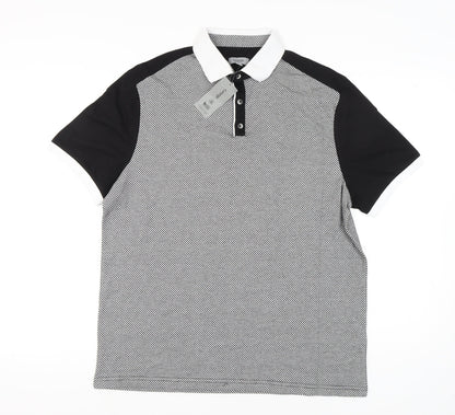 George Men's Black Polo, L, Stand-Up Collar