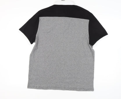 George Men's Black Polo, L, Stand-Up Collar