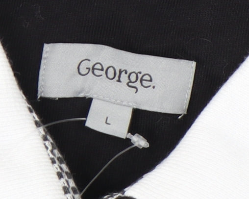 George Men's Black Polo, L, Stand-Up Collar