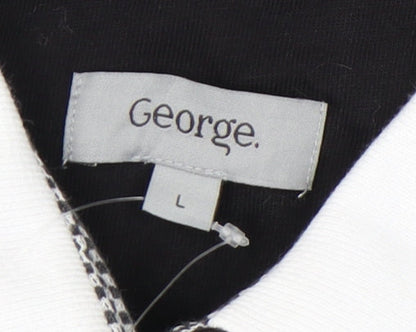 George Men's Black Polo, L, Stand-Up Collar