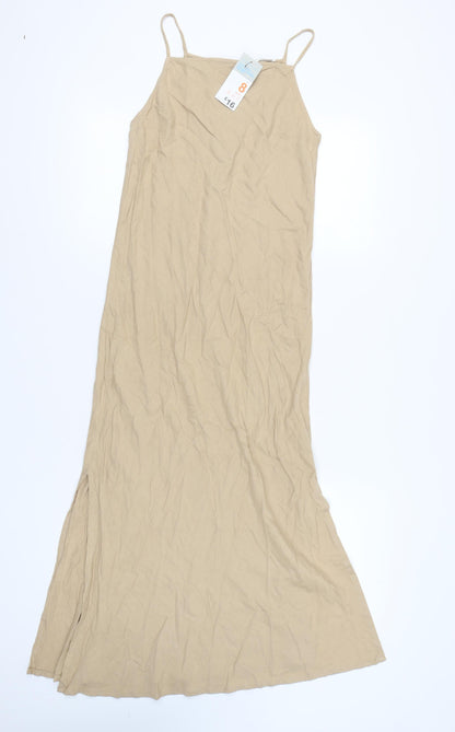 Primark Women Beige Midi Slip Dress UK 8