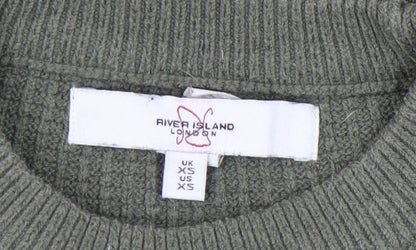 Womens UK Size XS River Island Green Pullover Jumper
