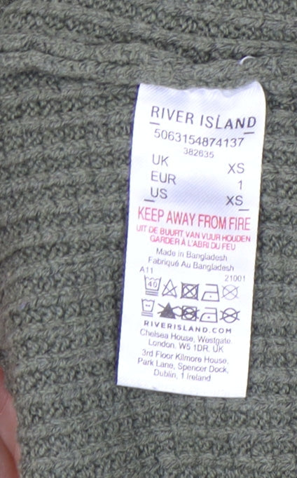 Womens UK Size XS River Island Green Pullover Jumper