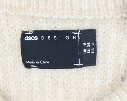 ASOS DESIGN Women's Beige Mock Neck Pullover Jumper Size 8