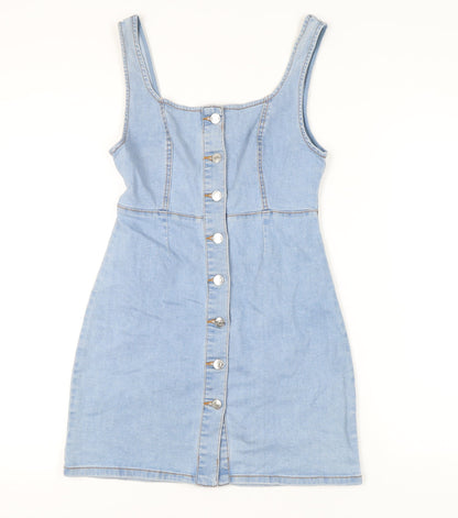 Denim Co Women's Blue Cotton Pinafore Dress Size 10