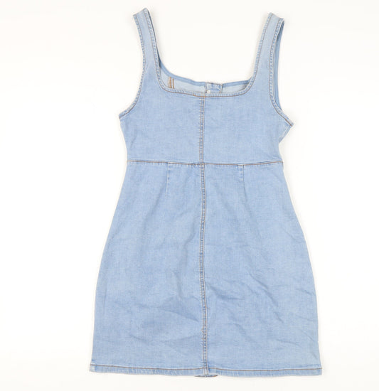 Denim Co Women's Blue Cotton Pinafore Dress Size 10