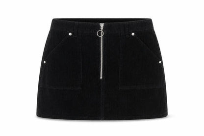Topshop Women's Black Corduroy Mini Skirt Size 10