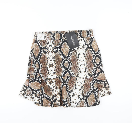 PrettyLittleThing Women's Multicoloured Size 14 Animal Print Skirt