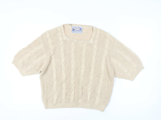 Falmer Women's Beige Medium Cable-Knit Jumper