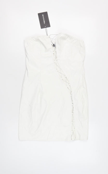 PrettyLittleThing White Mini Dress Size 10 Women