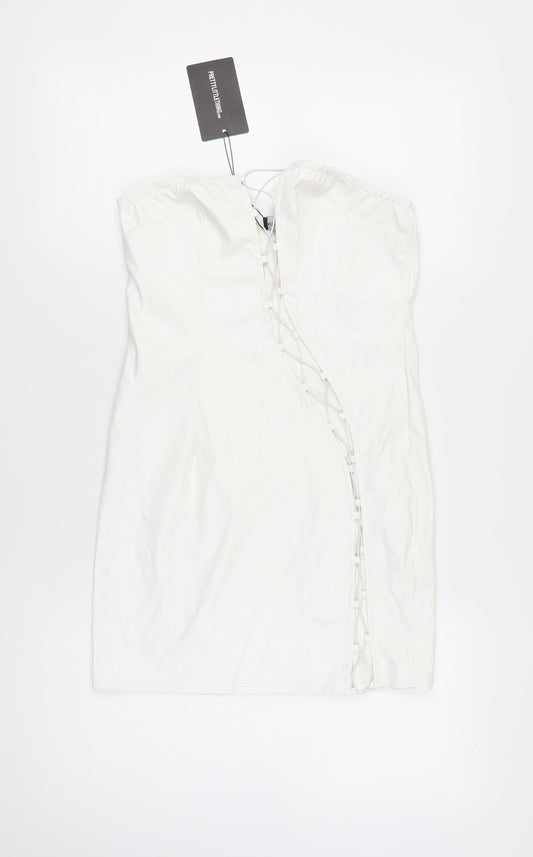 PrettyLittleThing White Mini Dress Size 10 Women
