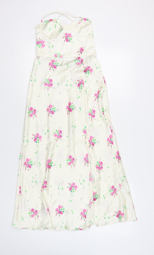 Zara Women Ivory Floral Slip Dress S Spring Wedding