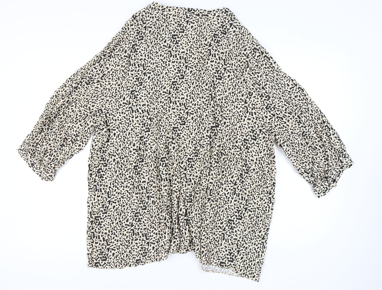 George Women's Black Animal Print V-Neck Top Size 24