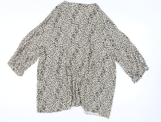 George Women's Black Animal Print V-Neck Top Size 24