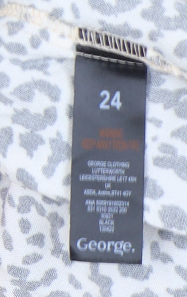 George Women's Black Animal Print V-Neck Top Size 24