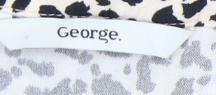 George Women's Black Animal Print V-Neck Top Size 24