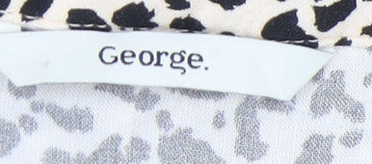 George Women's Black Animal Print V-Neck Top Size 24