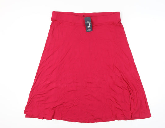 Marks and Spencer Women's Red A-Line Midi Skirt Size 18