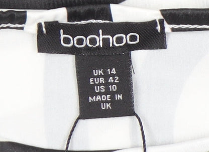 boohoo Women's Black & White Striped Bodycon Dress Size 14