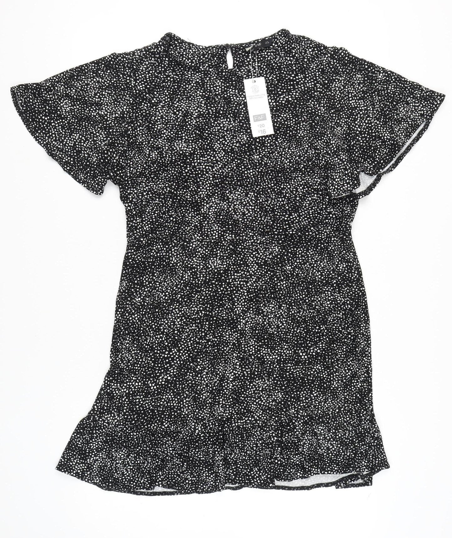 F&F Women's Black Flutter Sleeve Dress Size 18