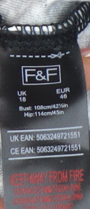 F&F Women's Black Flutter Sleeve Dress Size 18