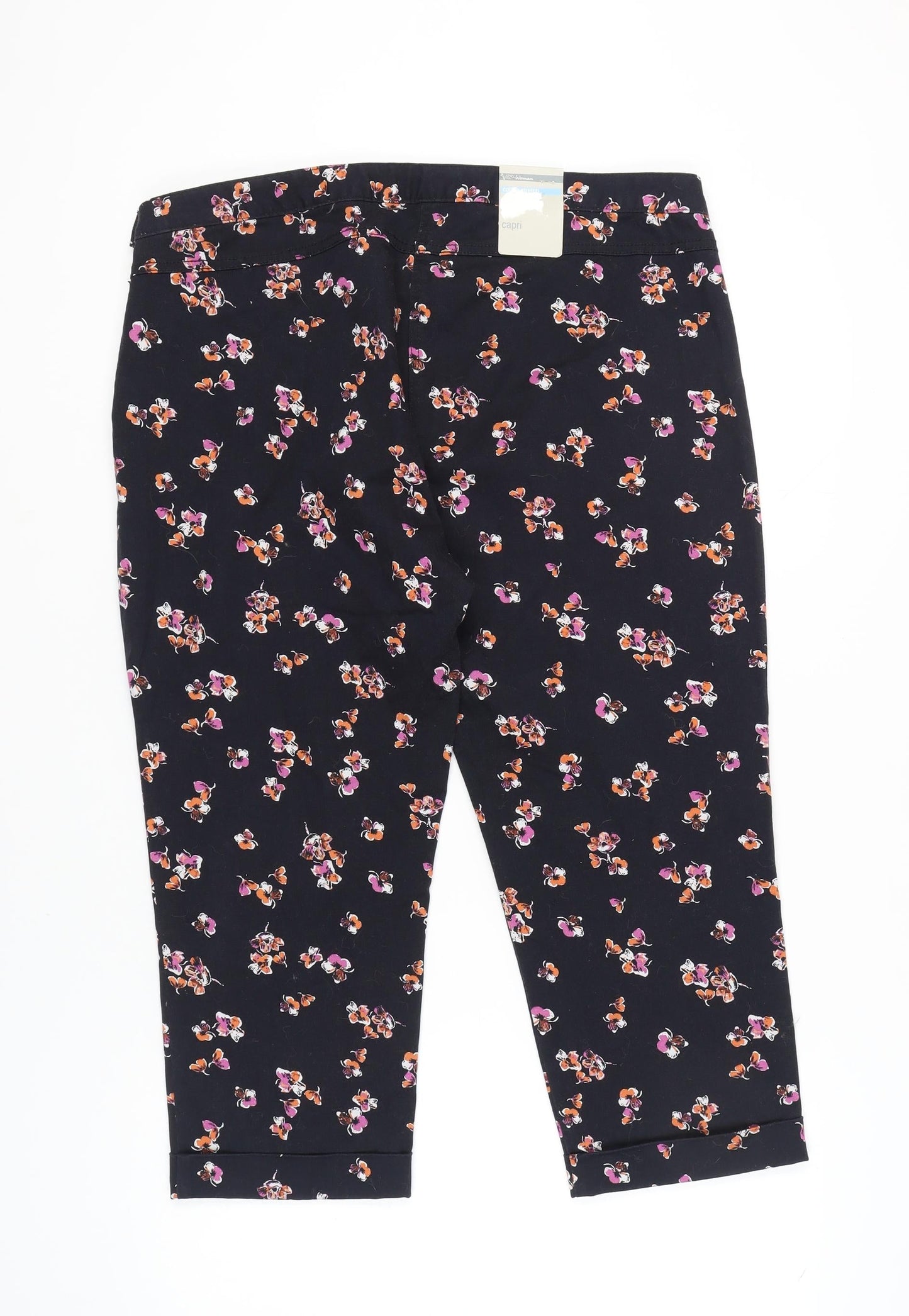 Womens UK Size 20 Marks and Spencer Regular Fit Capri Black Trousers