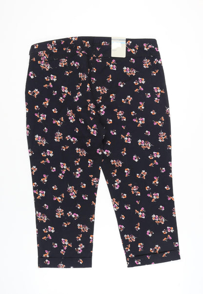 Womens UK Size 20 Marks and Spencer Regular Fit Capri Black Trousers