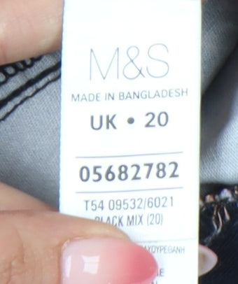 Womens UK Size 20 Marks and Spencer Regular Fit Capri Black Trousers