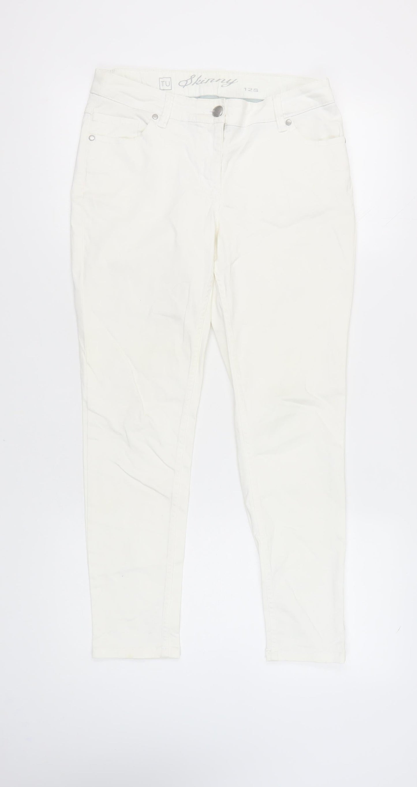 TU Women's White Skinny Jeans Size 12 Slim
