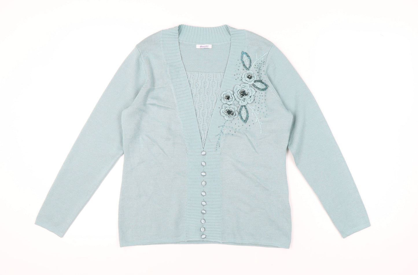 Damart Women's Blue Cardigan, V-Neck, Size L