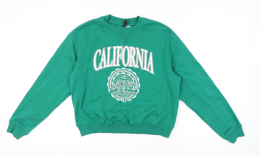 H&M Women's Green Pullover Sweatshirt Size 12