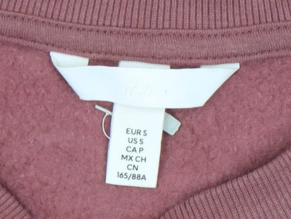 H&M Womens Pink Pullover Sweatshirt - Size S, Crew Neck