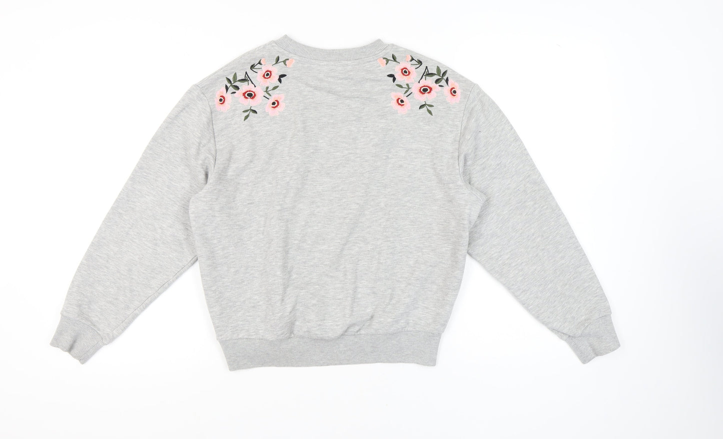 Topshop Women's Grey Embroidered Pullover Sweatshirt Size 4