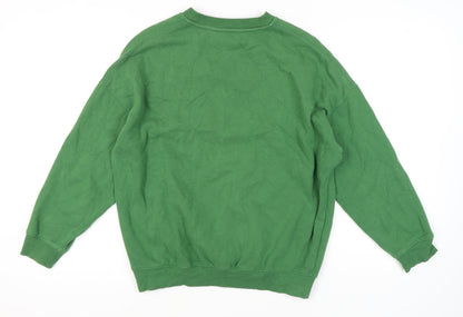 H&M Girls Green Graphic Sweatshirt, Size 12-13Y Pullover