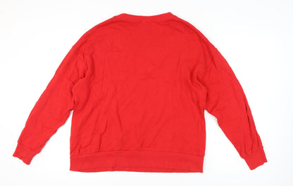 Red Unisex Sweatshirt, Size L, Casual Cotton Crew Neck