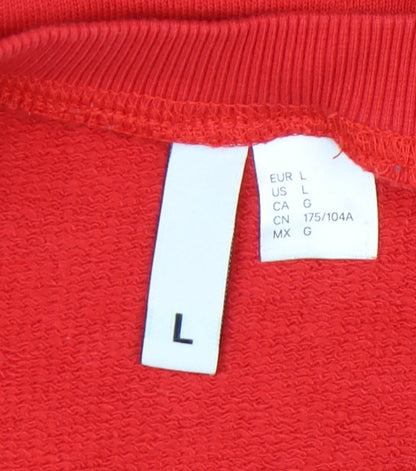 Red Unisex Sweatshirt, Size L, Casual Cotton Crew Neck