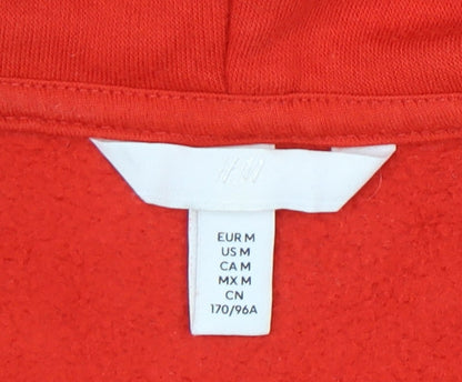 H&M Women's Red Hooded Zip Hoodie Size 12