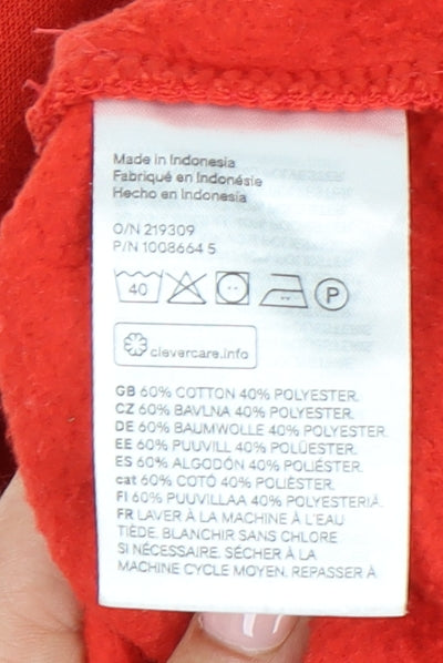 H&M Women's Red Hooded Zip Hoodie Size 12