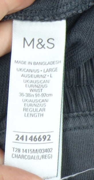 Marks and Spencer Men's Grey Jogger Trousers - Size L