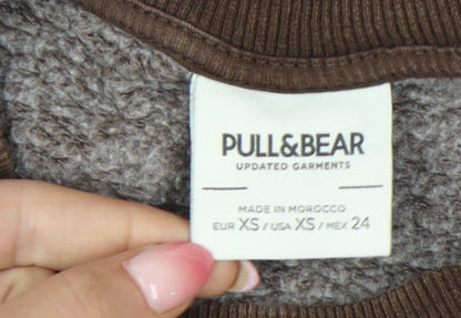 Womens UK Size XS Pull&Bear Brown Pullover Sweatshirt