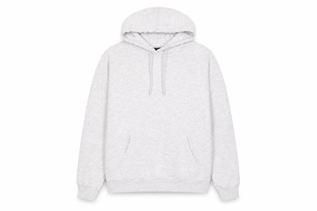 Front view of New Look Grey unisex pullover hoodie m, casual comfort