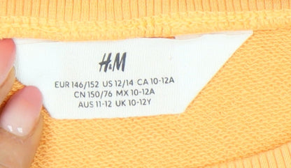 H&M Girls Orange Pullover Sweatshirt 10-12 Years