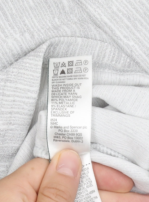 Womens UK Size 8 Marks and Spencer Silver Basic T-Shirt